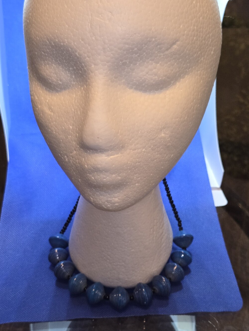 Blue Beaded Statement Necklace - Unbranded